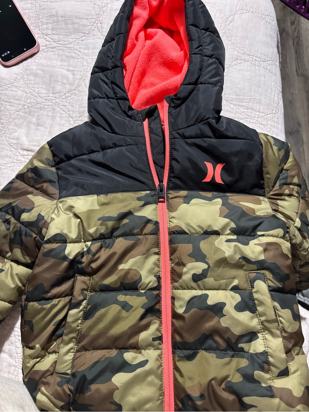 Hurley Neon Coral Fleece-Lined Jacket